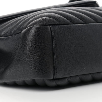 Saint Laurent Sheepskin Matelasse Chevron Monogram Monochrome Large College Satchel Black 9 of 10