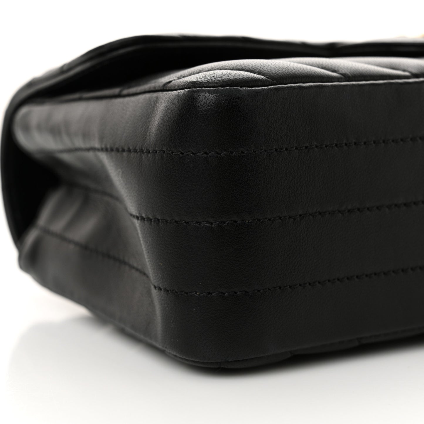 Lambskin Chevron Quilted Mini Rectangular Flap Black