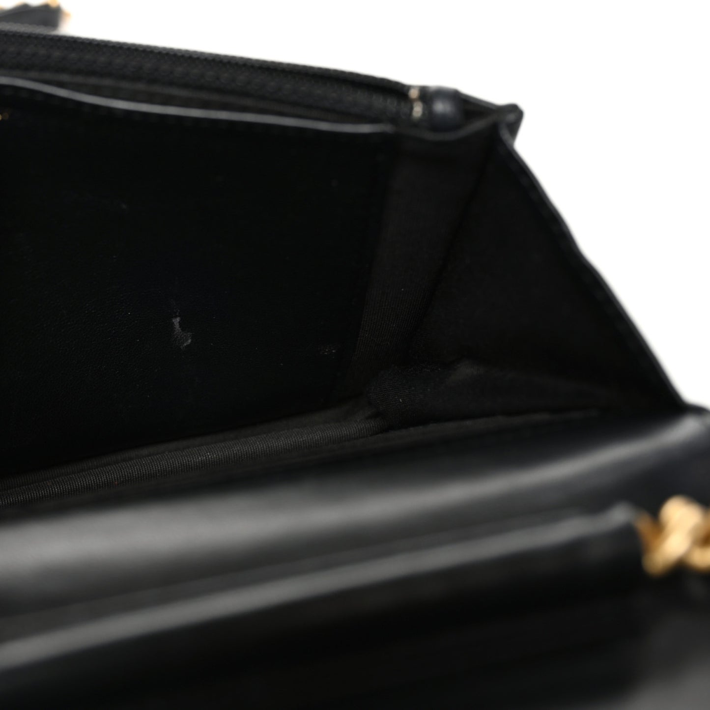 Calfskin Chevron Boy Wallet On Chain WOC Black