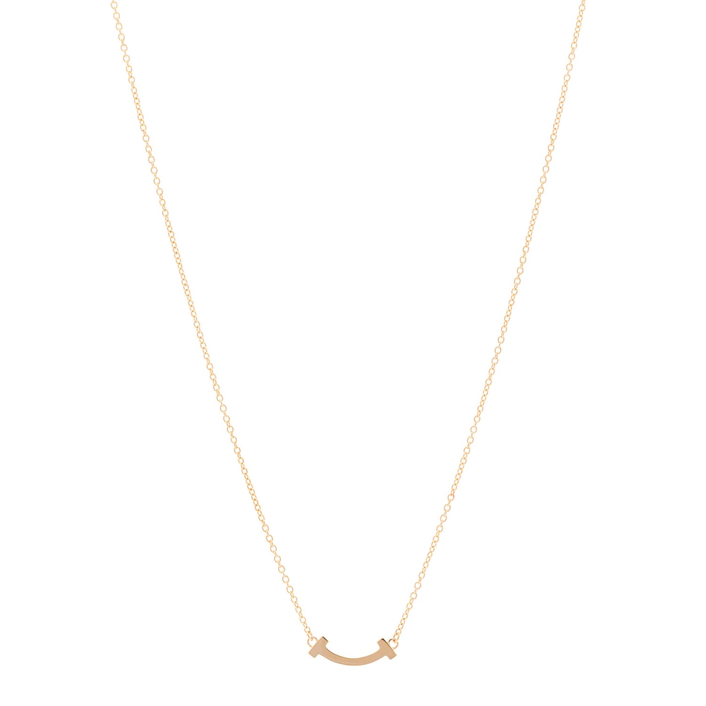 18K Rose Gold Mini T Smile Pendant Necklace