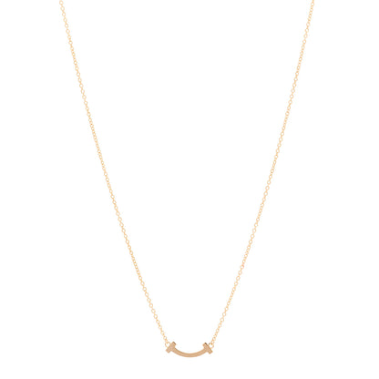 Tiffany 18K Rose Gold Mini T Smile Pendant Necklace 1 of 5