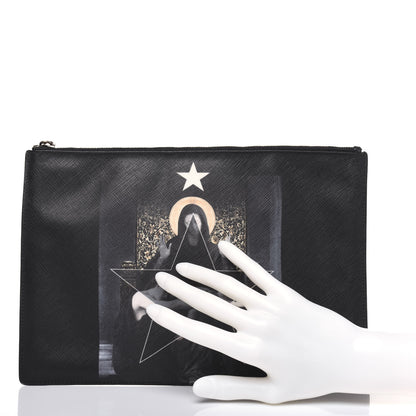 Givenchy Textured Coated Canvas Madonna Print Large Flat Zip Pouch 2 of 14