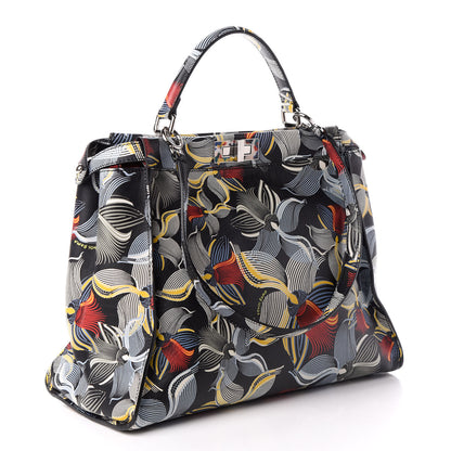 Fendi Calfskin Orchid Large Peekaboo Iconic Satchel Black Multicolor 3 of 10