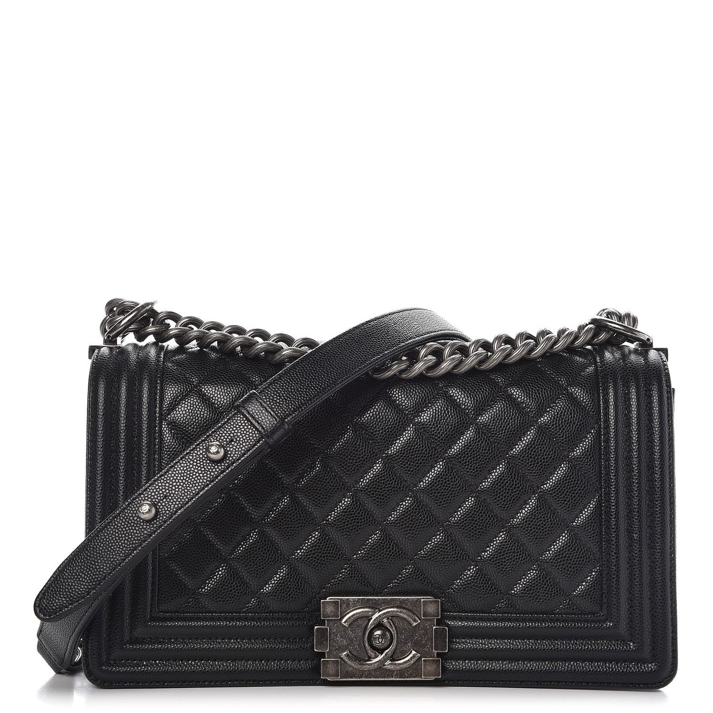 Caviar Quilted Medium Boy Flap Black