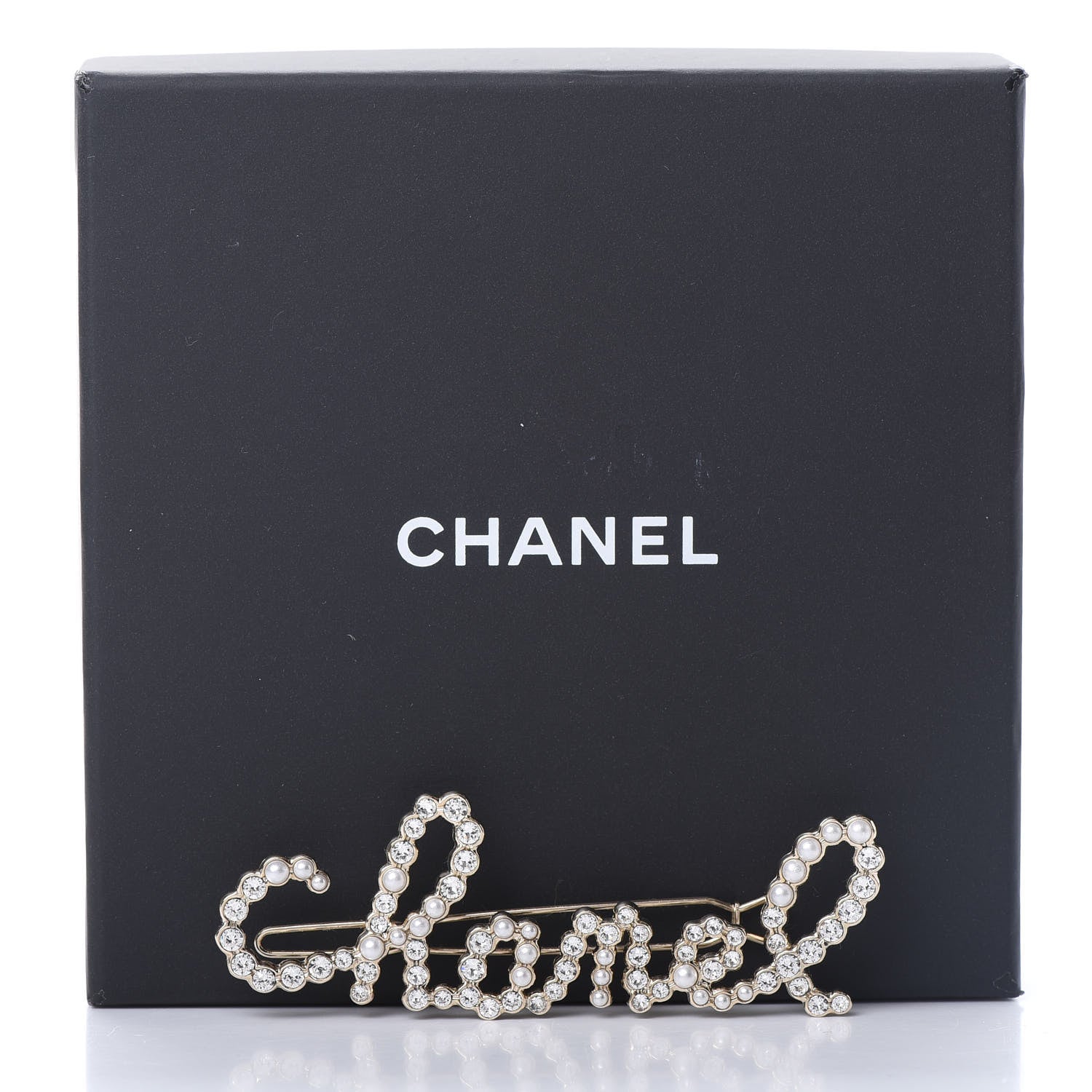 Chanel Metal Glass Swirling Pearls Hair Clip Gold 4 of 4