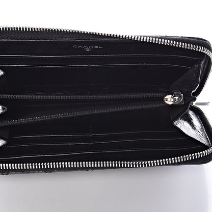 Chanel Aged Calfskin Striped Reissue Zip Around Wallet Black 5 of 10