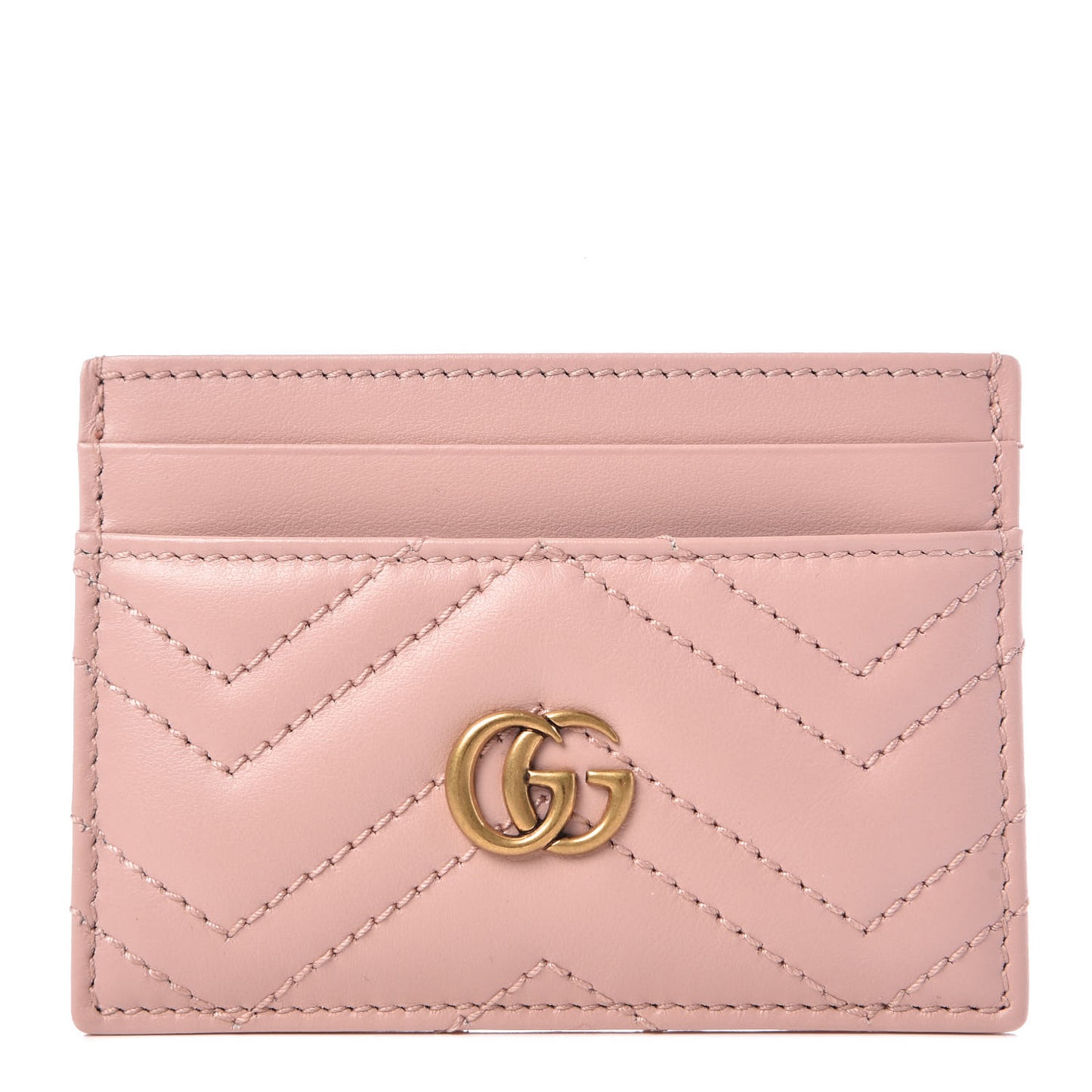 Calfskin Matelasse GG Marmont Card Holder Perfect Pink