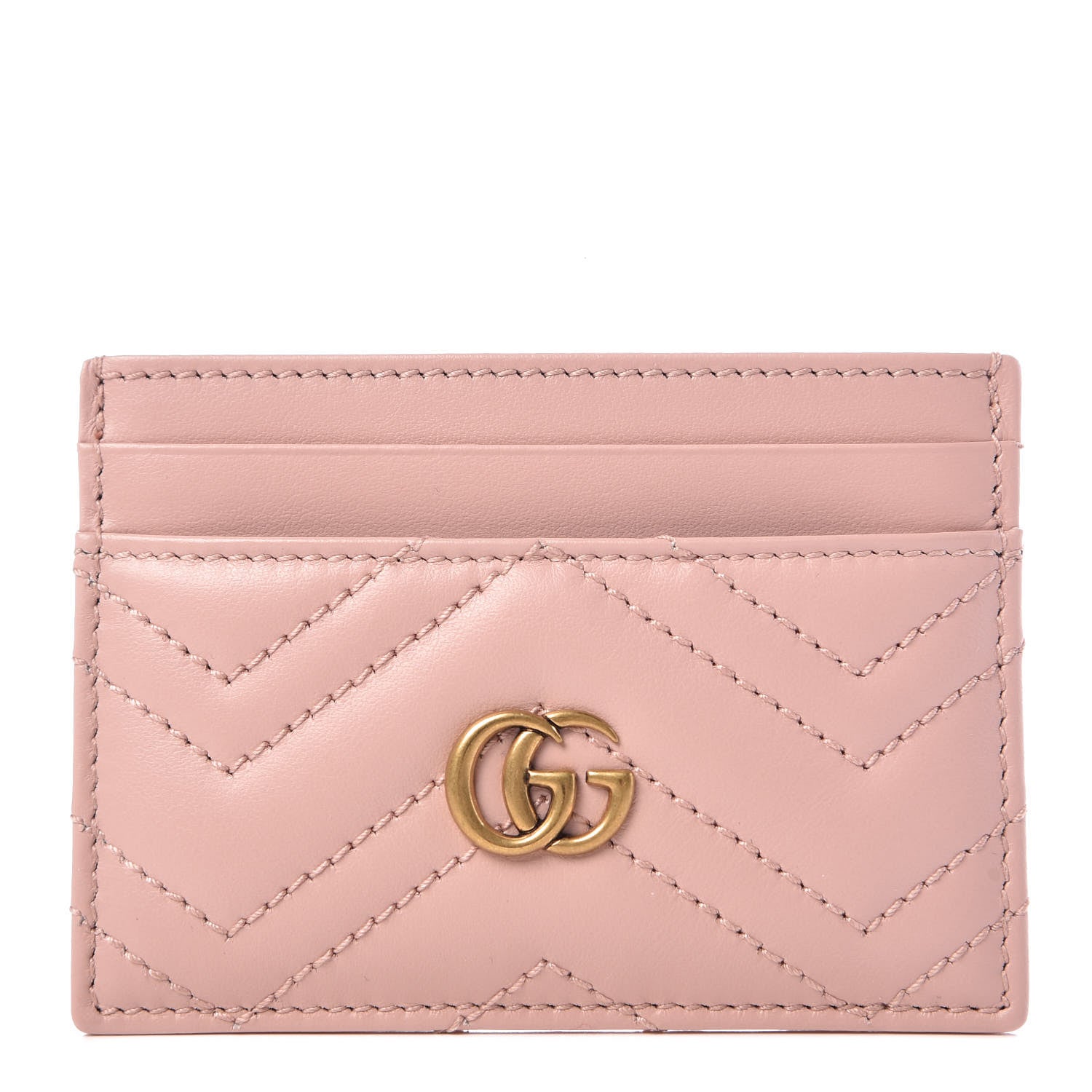 Gucci Calfskin Matelasse GG Marmont Card Holder Perfect Pink 1 of 7