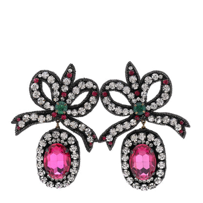 Gucci Metal Crystal Embroidered Bow Earrings Multicolor 1 of 3