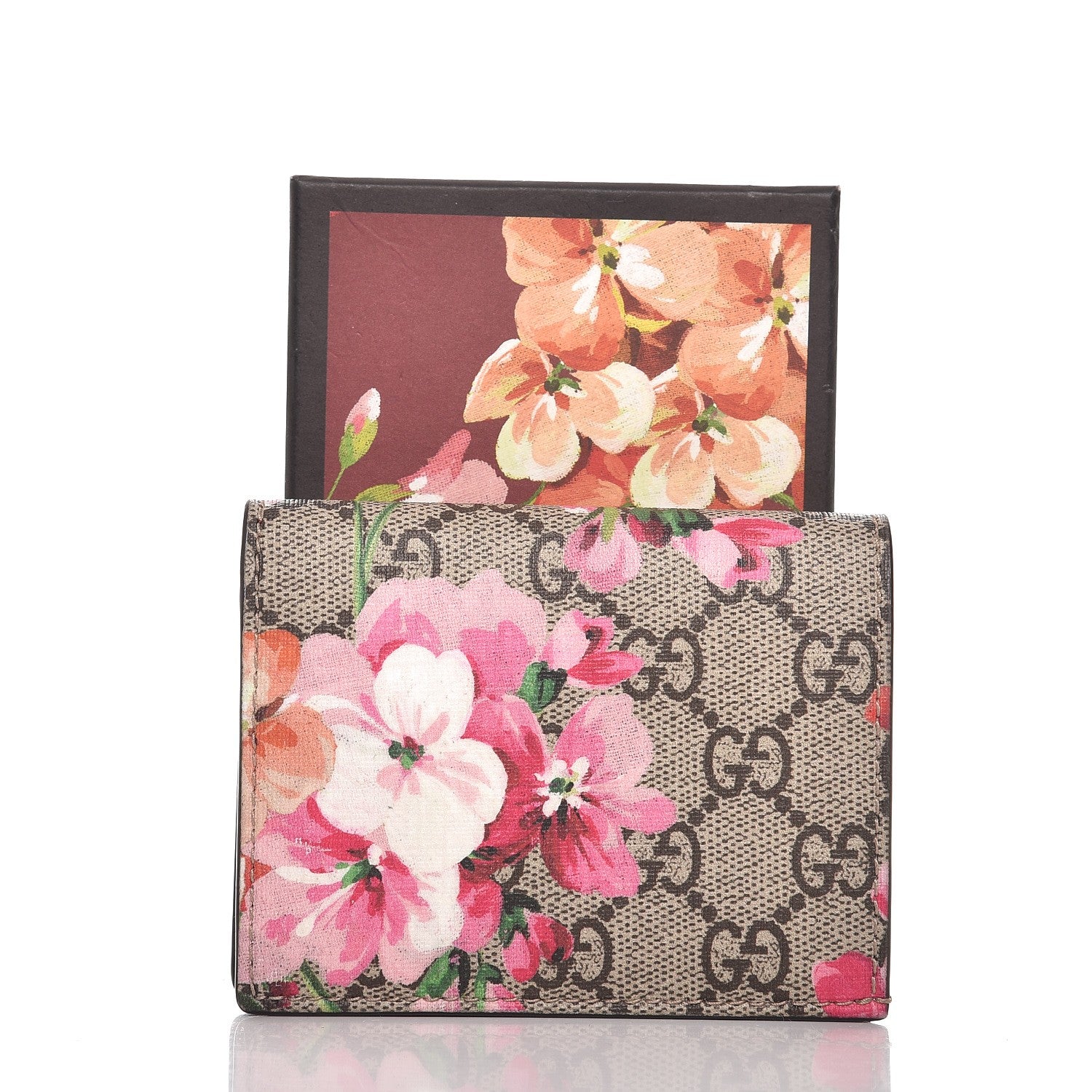 Gucci GG Supreme Monogram Blooms Card Case Beige Multicolor Dry Rose 7 of 7