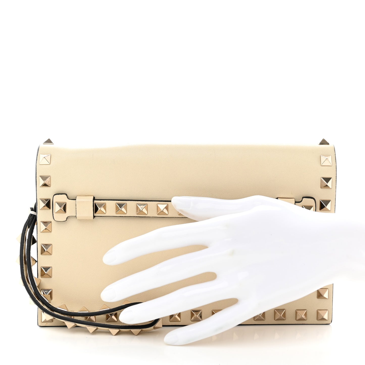 Nappa Rockstud Wristlet Clutch White