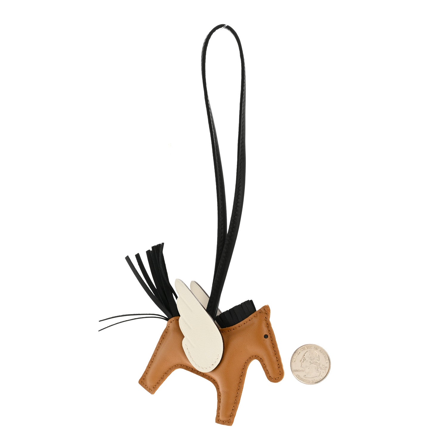 Hermes Milo Lambskin Grigri Rodeo Pegase Horse Bag Charm PM Sesame Black Nata 2 of 5
