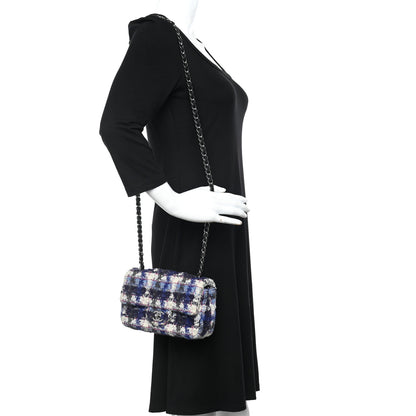 Chanel Tweed Quilted Mini Rectangular Flap Blue Multicolor 2 of 11