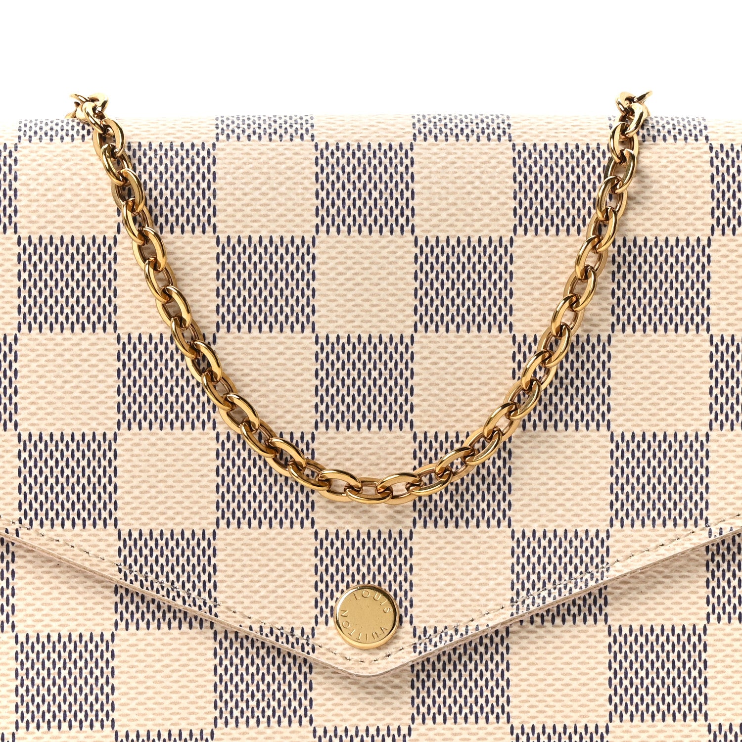Louis Vuitton Damier Azur Pochette Felicie Chain Wallet Rose Ballerine 8 of 10