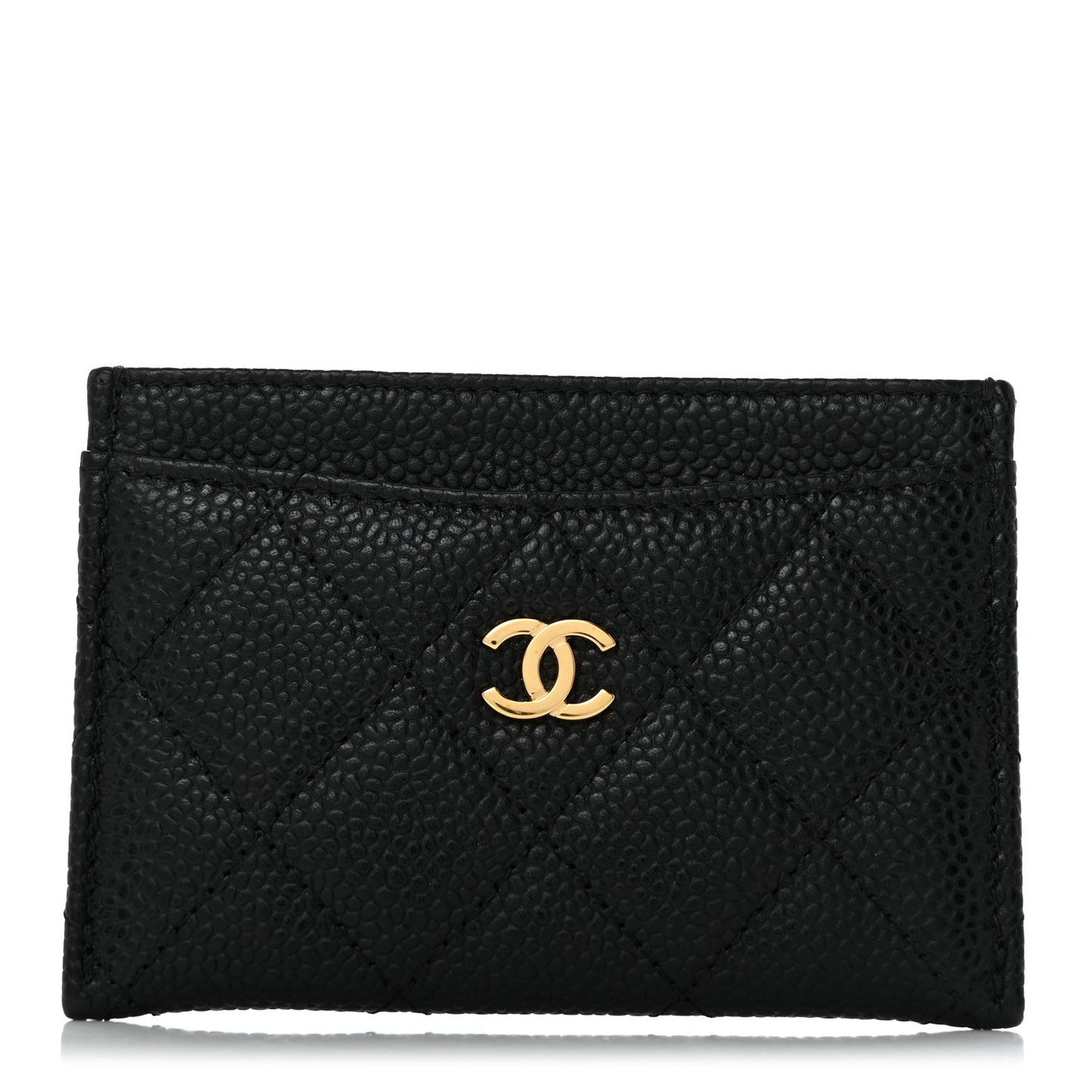 Caviar Quilted Card Holder Black