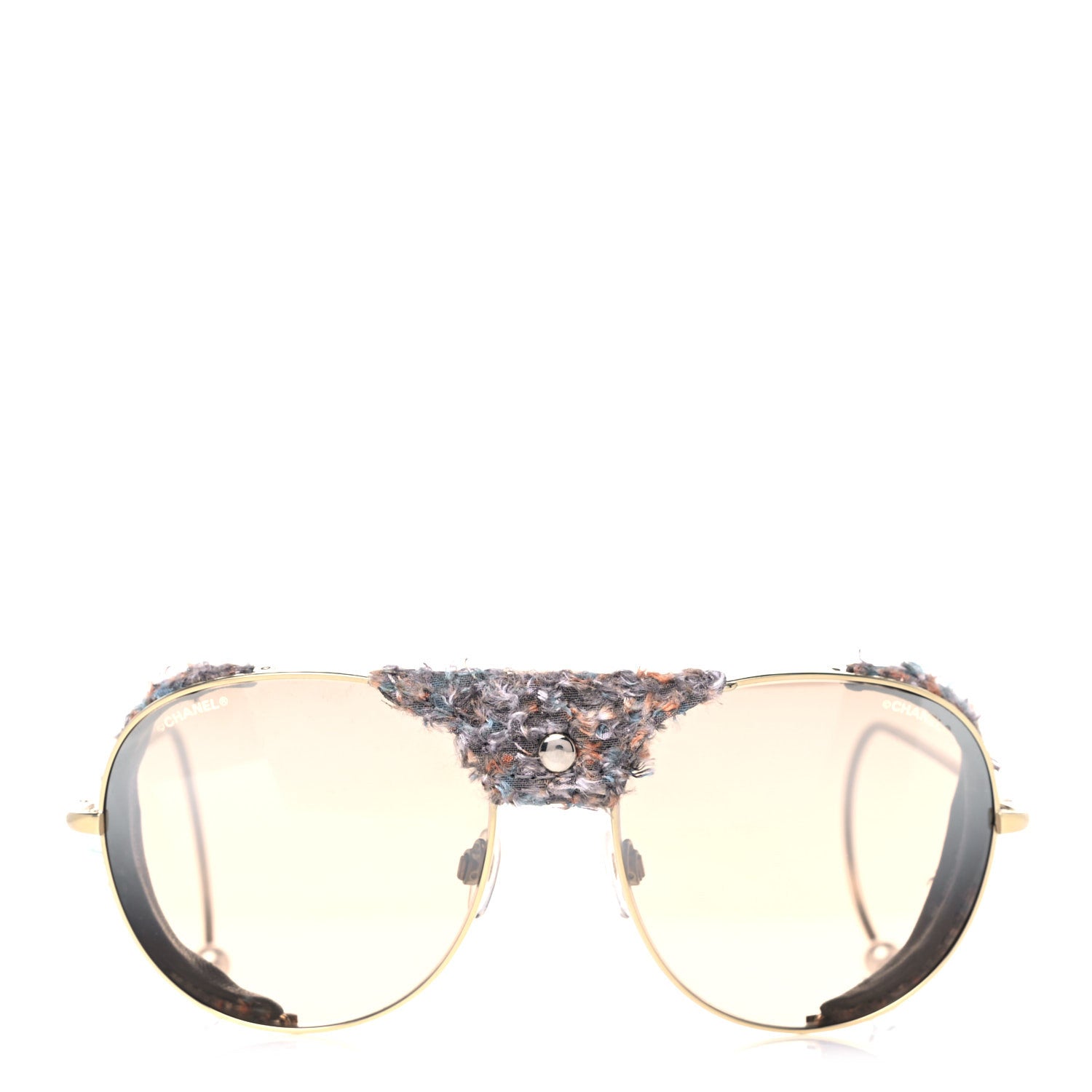 Chanel Tweed CC Pearl Sunglasses Gold Multicolor 2 of 9