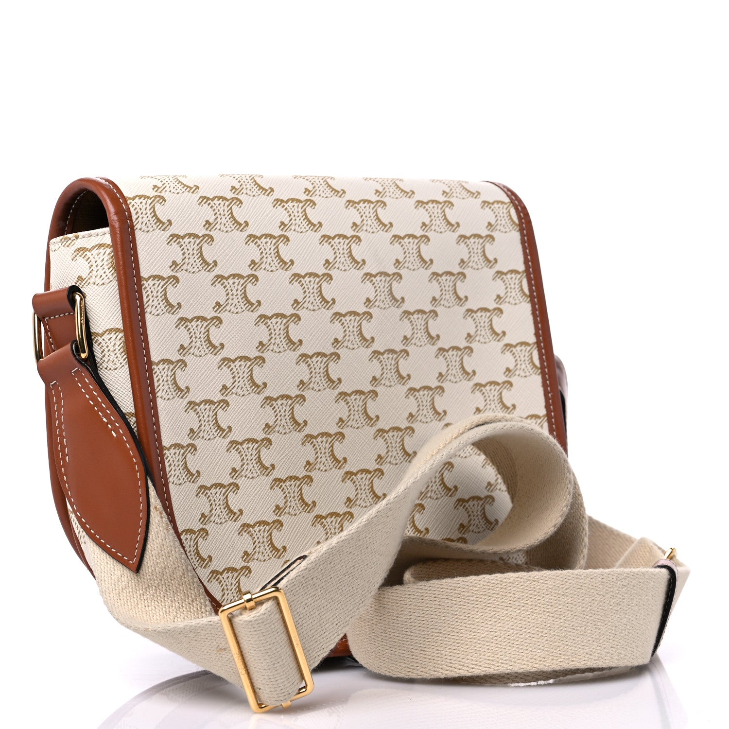 Celine Triomphe Canvas Large Strap Folco Bag White 3 of 13