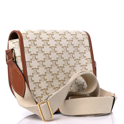 Celine Triomphe Canvas Large Strap Folco Bag White 3 of 13