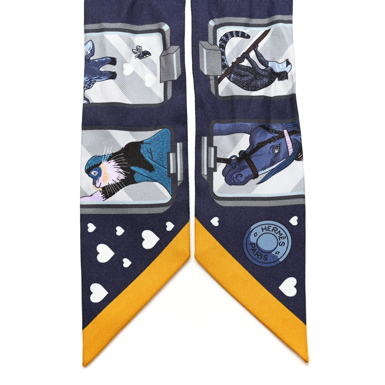Hermes Silk Story Twilly Marine Gris Gold 2 of 5