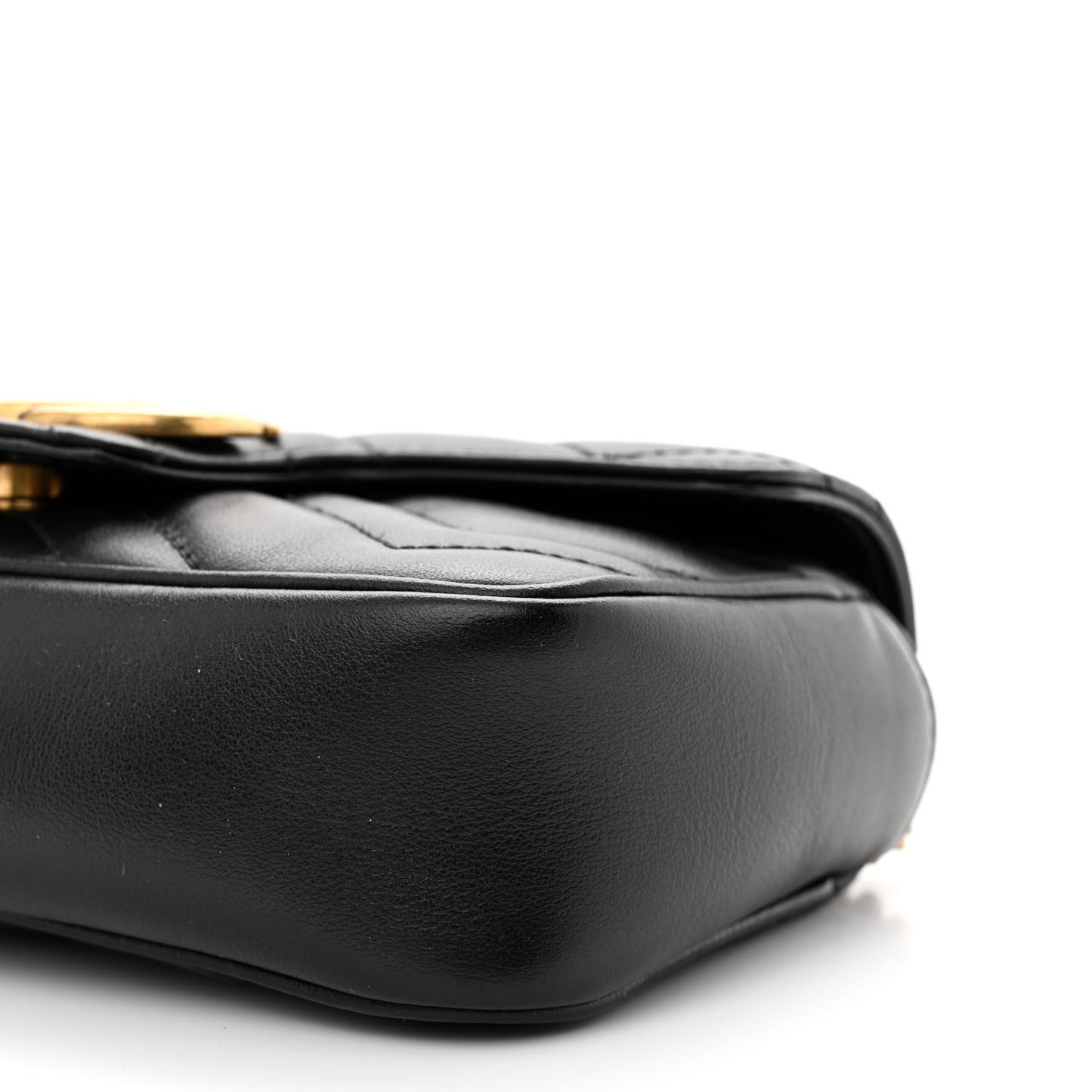 Calfskin Matelasse Super Mini GG Marmont Shoulder Bag Black