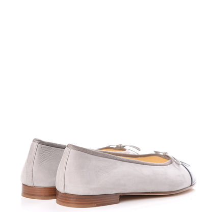 Chanel Suede Cap Toe Ballerina Flats 39.5 Grey Black 4 of 9