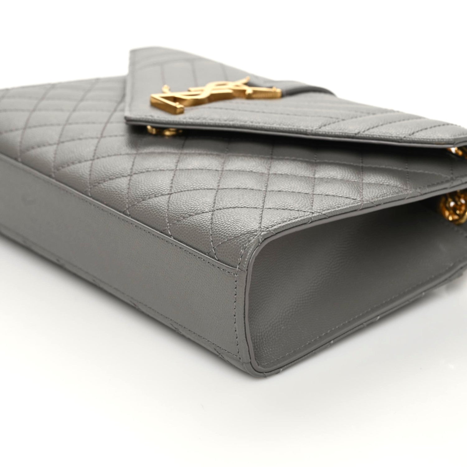 Saint Laurent Grain De Poudre Textured Mixed Matelasse Medium Triquilt Monogram Satchel Fog 6 of 6