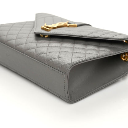 Saint Laurent Grain De Poudre Textured Mixed Matelasse Medium Triquilt Monogram Satchel Fog 6 of 6