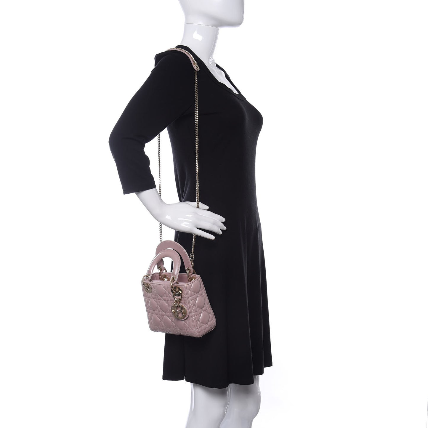 Metallic Lambskin Cannage Mini Lady Dior Lotus