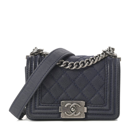 Chanel Iridescent Caviar Quilted Mini Boy Flap Navy 1 of 13