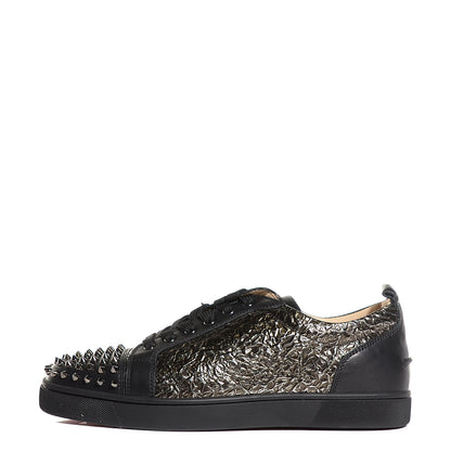 Christian Louboutin Mens Calfskin Louis Spikes Flat Sneakers 43.5 Black 1 of 5