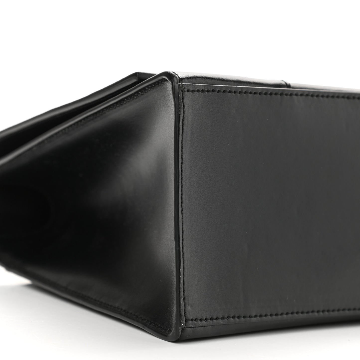 Shiny Box Calfskin Medium Hourglass Top Handle Bag Black