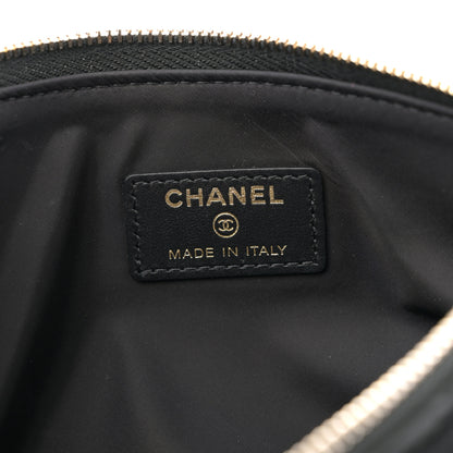 Chanel Velvet Effect Nylon Shiny Crumpled Calfskin Coco Neige Quilted Clutch With Chain Black 6 of 11