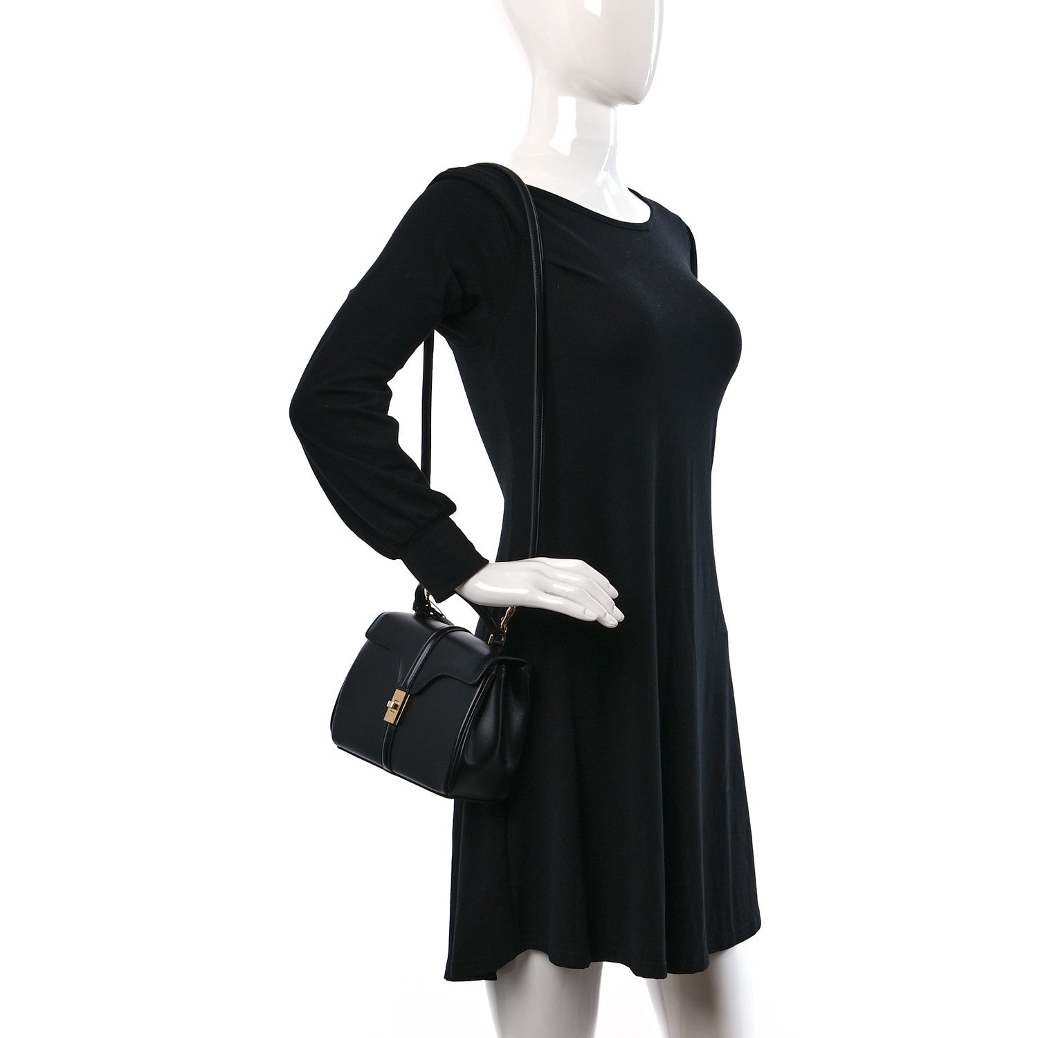 Celine Satinated Calfskin Mini 16 Top Handle Bag Black 2 of 8
