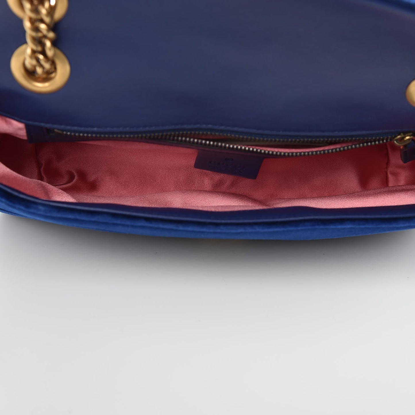Velvet Matelasse Small GG Marmont Shoulder Bag Cobalt Blue