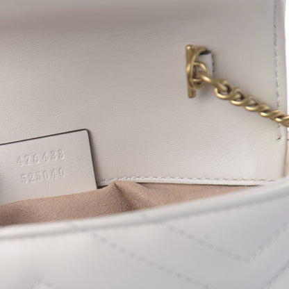 Gucci Calfskin Matelasse Super Mini GG Marmont Shoulder Bag White 9 of 11