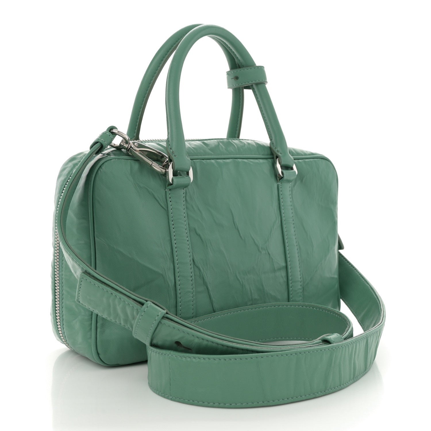 Prada Nappa Antique Medium Re-Edition 2001 Two Handle Bag Green 4 of 12