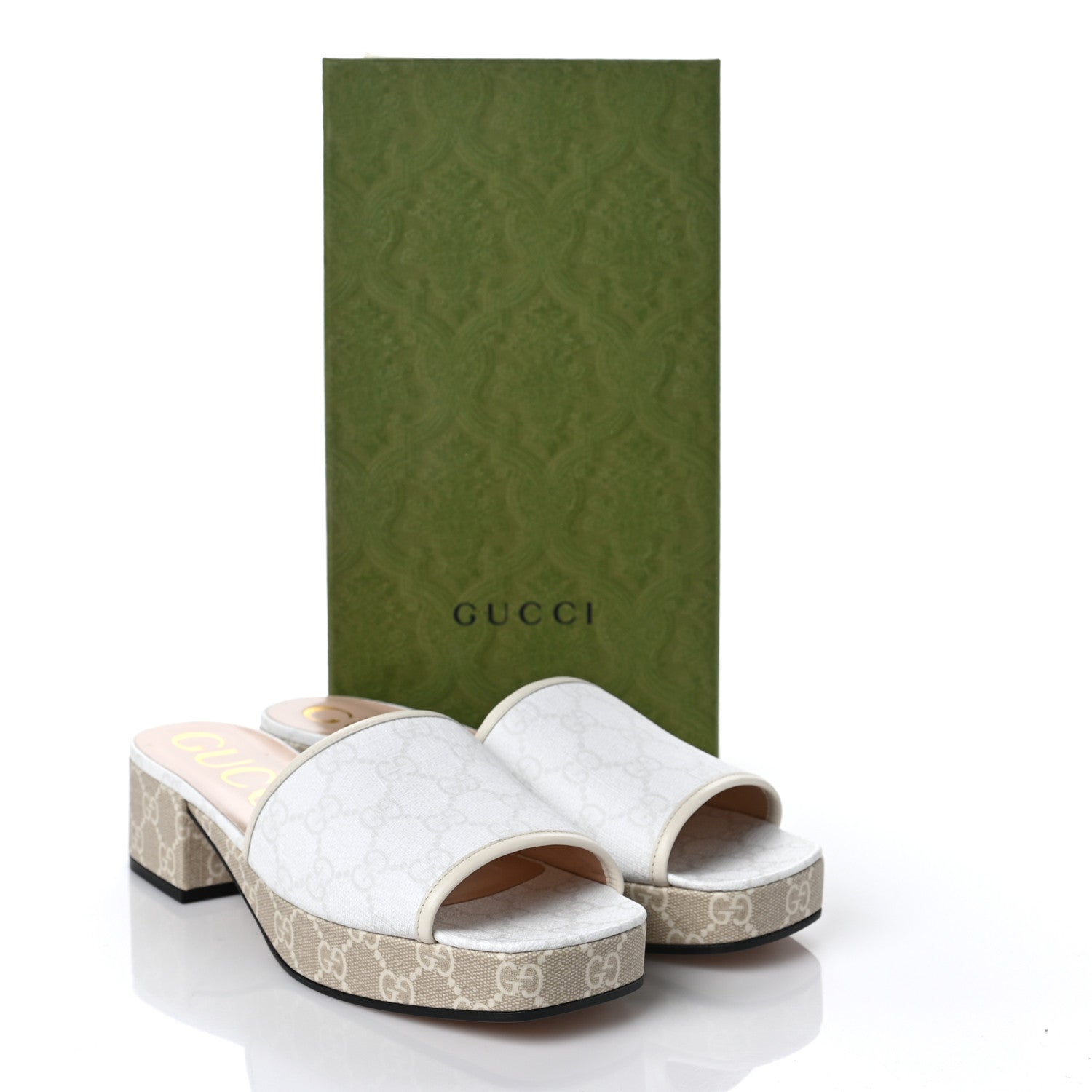 Gucci GG Supreme Monogram Malaga Kid Platform Mule Sandals 40 White Mystic White 9 of 9