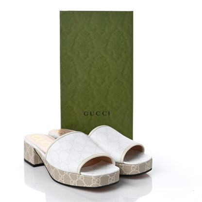 Gucci GG Supreme Monogram Malaga Kid Platform Mule Sandals 40 White Mystic White 9 of 9