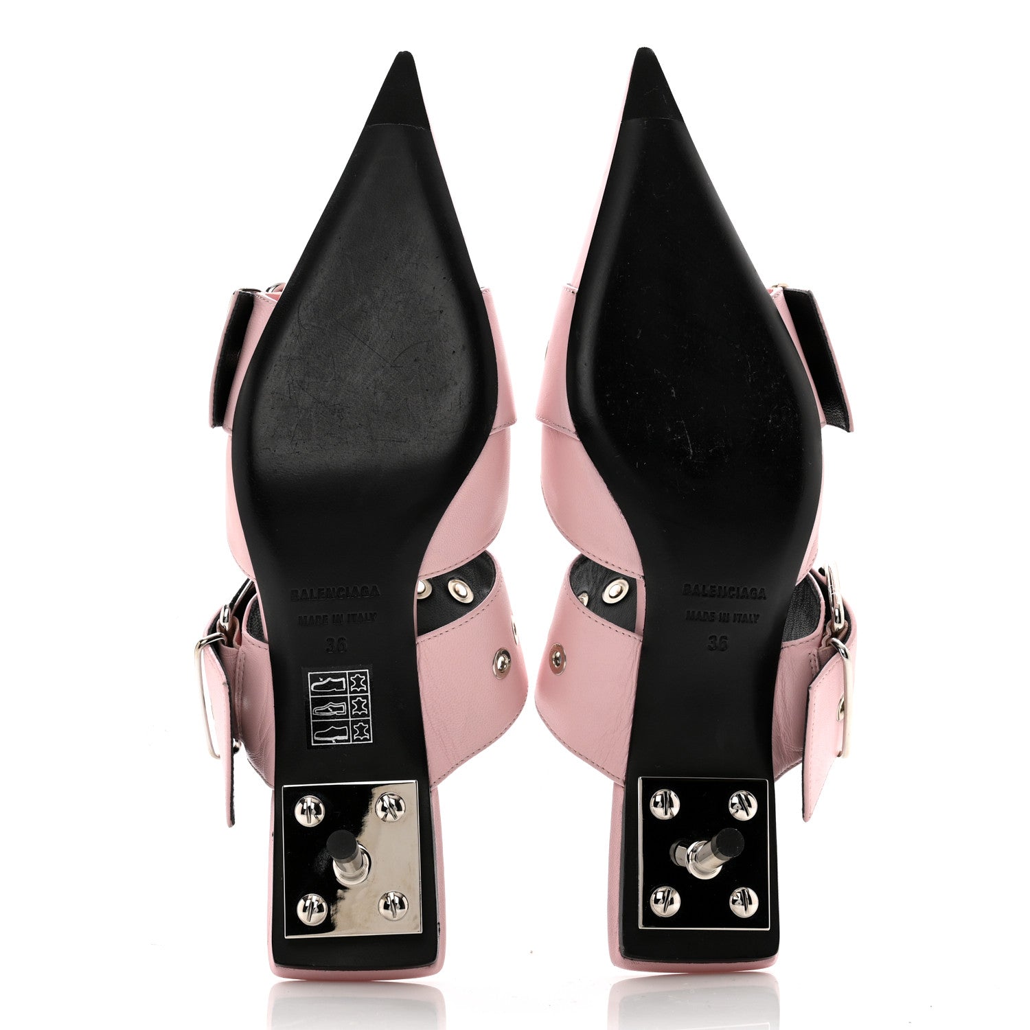 Balenciaga Shiny Calfskin Belt 40mm Mules 36 Pink 5 of 11