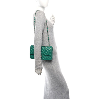 Chanel Caviar Quilted Medium Double Flap Green 2 of 12
