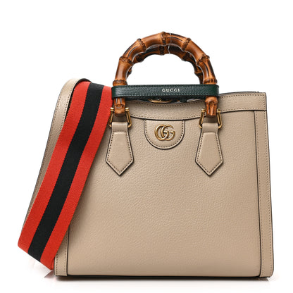 Gucci Textured Dollar Calfskin Web Small Diana Tote Bag Oatmeal Vintage Green 1 of 7