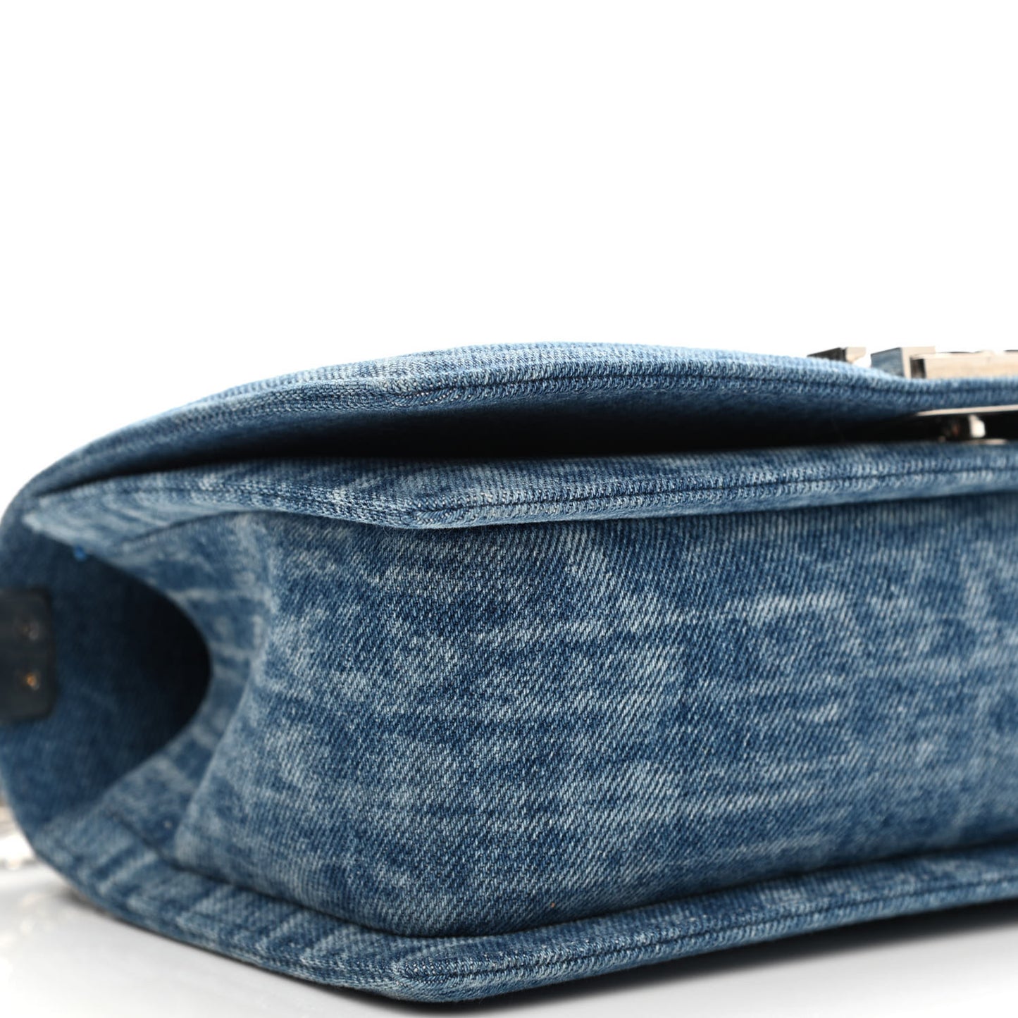 Cotton Tweed Denim Medium Boy Flap Light Green Light Blue
