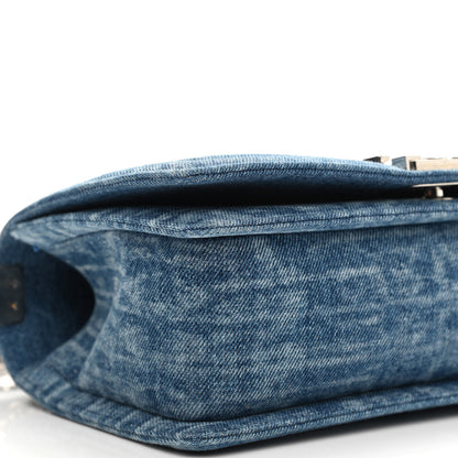 Chanel Cotton Tweed Denim Medium Boy Flap Light Green Light Blue 16 of 19