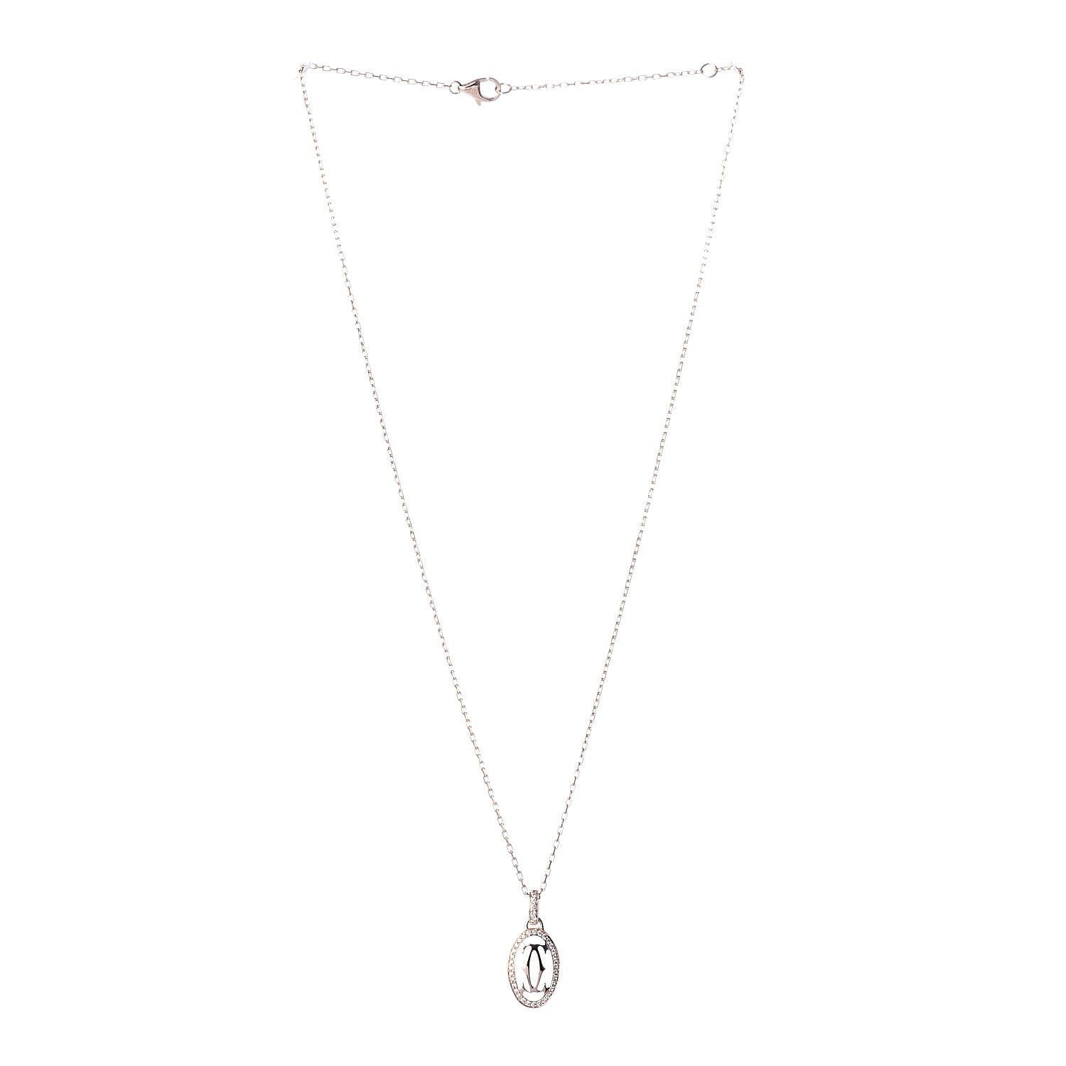 Cartier 18K Pink Gold Diamond Logo Paved Pendant Necklace 3 of 7
