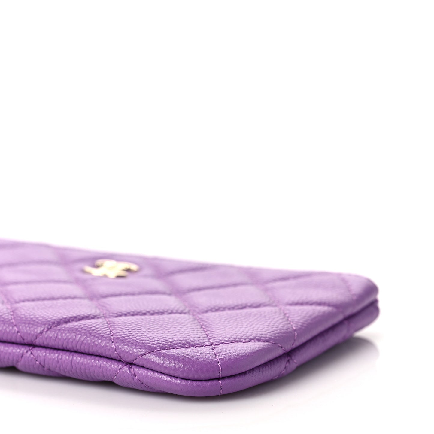 Caviar Quilted Small Cosmetic Case Purple