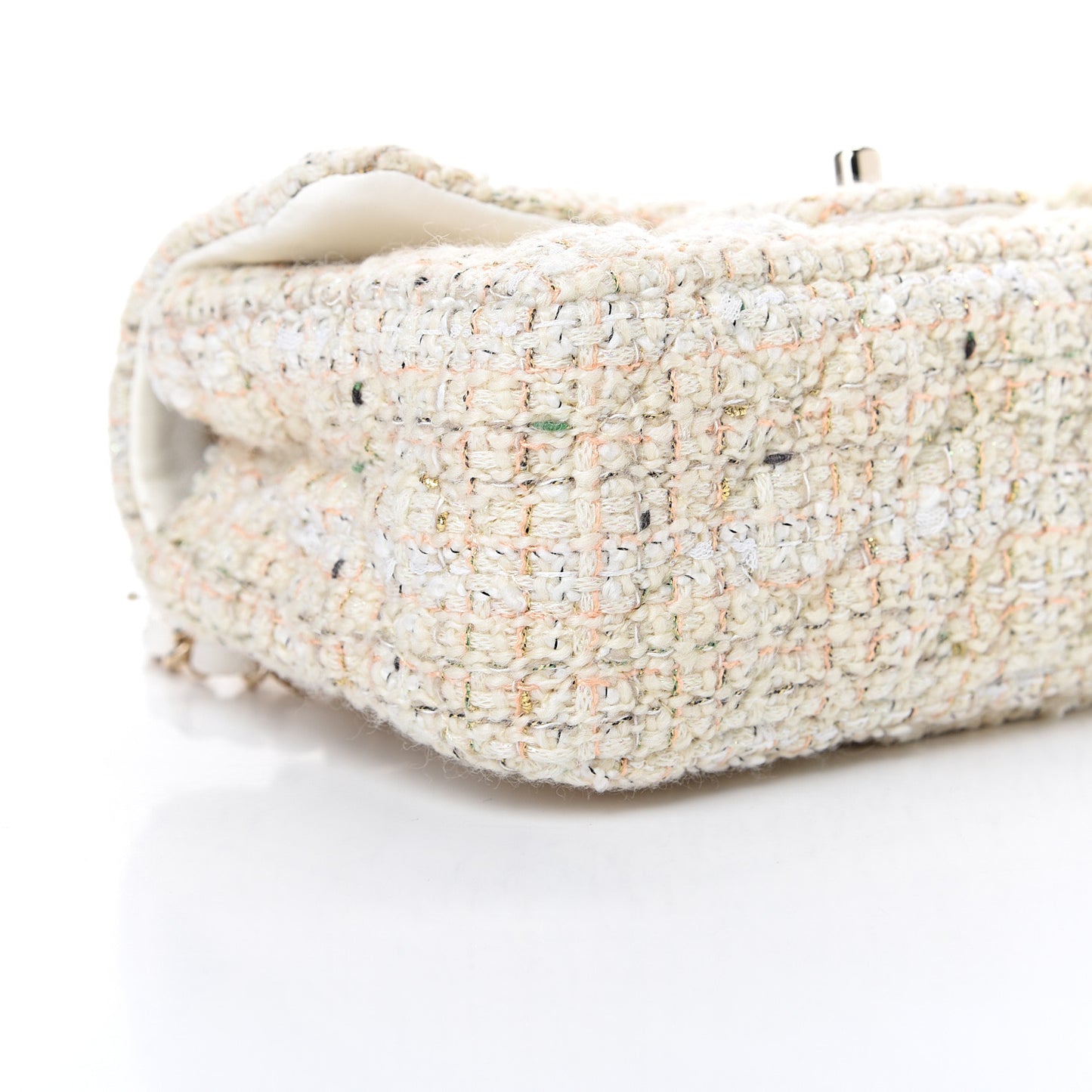 Tweed Quilted Mini Rectangular Flap Off White