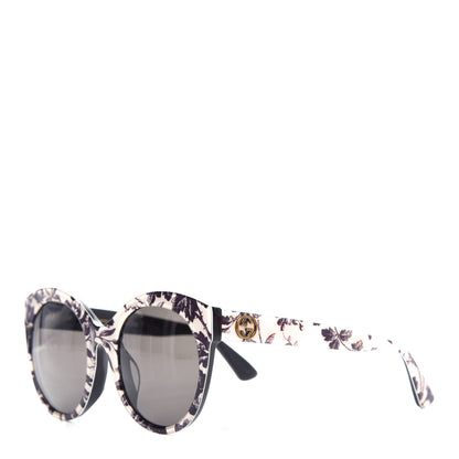 Gucci Acetate Floral Round GG Sunglasses GG0028SA White 1 of 8