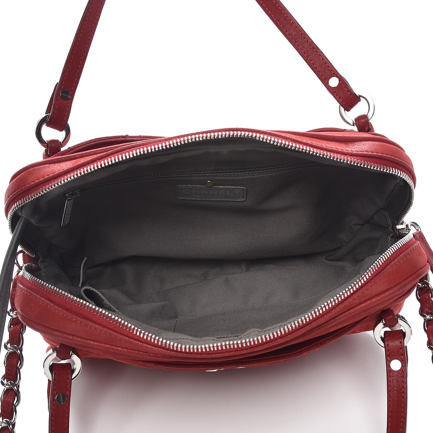 Iridescent Calfskin Quilted Relax CC Camera Case Red