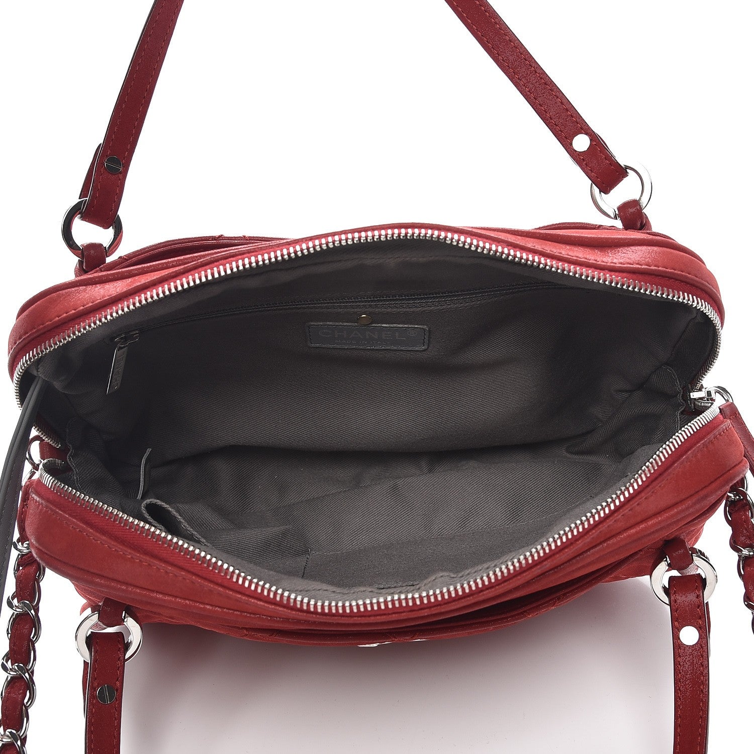 Chanel Iridescent Calfskin Quilted Relax CC Camera Case Red 5 of 9