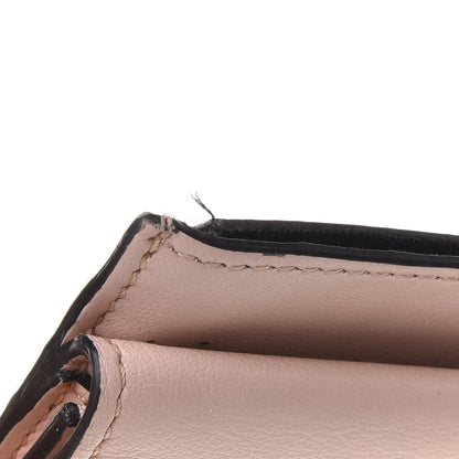 Fendi Vitello Fluffy Logo Fold Over Card Holder Wallet Rosa Quarzo Black 8 of 11